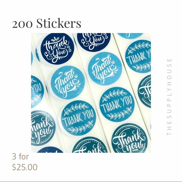 Thank You Stickers. Vintage Font Blue Teal. Shipping Product Stickers. - Picture 5 of 8